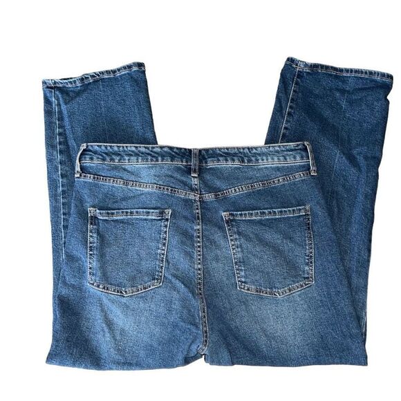 FRAYED Denim High Rise Straight Jeans 32 - Picture 4 of 8